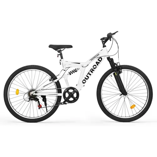 Outroad 26-Inch Coil Fork MTB - Off-Road Metal Bicycle with 7-Speed Gear, High-Carbon Steel/Aviation Grade Frame, V Brakes, Shock Absorption, Adjustable Ergonomic Seat, Height Adjust, Under 20-Minute Setup for Adults