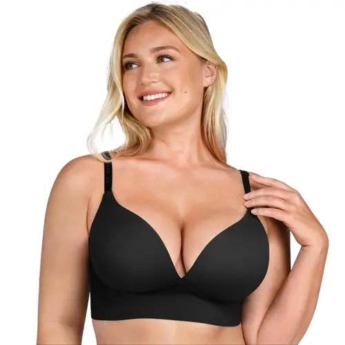 Shapellx Seamless Embrace Wireless T-Shirt Bra - No Underwire, Wire-Free, Supportive, Stretchable Everyday Bra with Hook and Eye for Back to School