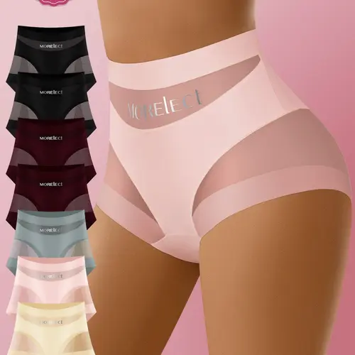7-Pack MEIYATING High-Waist Women's Underwear Panties, Soft Breathable Smooth Fabric, Comfortable Seamless Fit Design, Lightweight No Roll Edge, Sizes S-Xxl, Breathable Panty