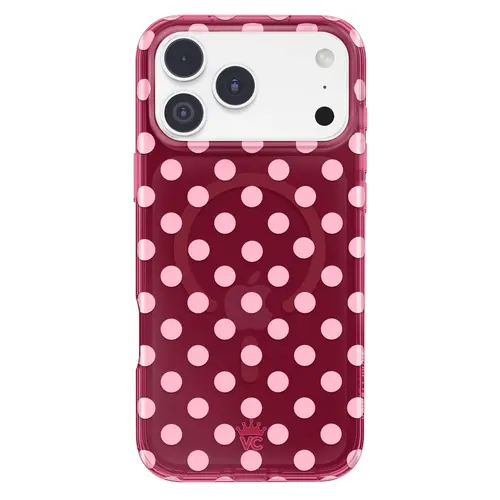 Velvet Caviar Raspberry Polka Dot Protective Cellphone Casing - Cute, Shockproof, Magnetic, Wireless MagSafe-Compatible Smartphone Cover for iPhone 18 Series, 17, 16, 15 & More (Casing, Phone Cover Accessory)