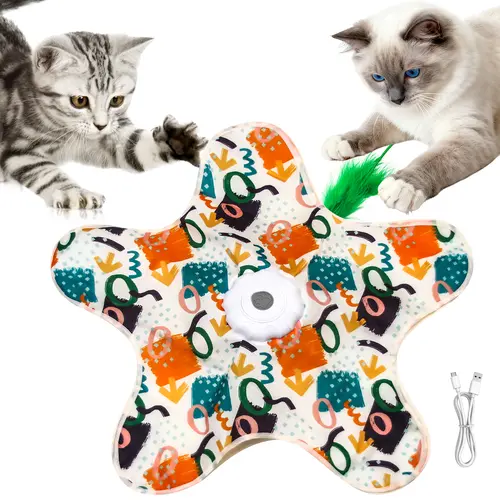 Minmin's House Interactive Kitten Wand Teaser Toy with Lifelike Bird Chirp Rechargeable Hidden Feathers for Indoor Exercise Boredom Relief Anti Depression Fun Gift for Cats,#SummerWins #DealsForYouDays
