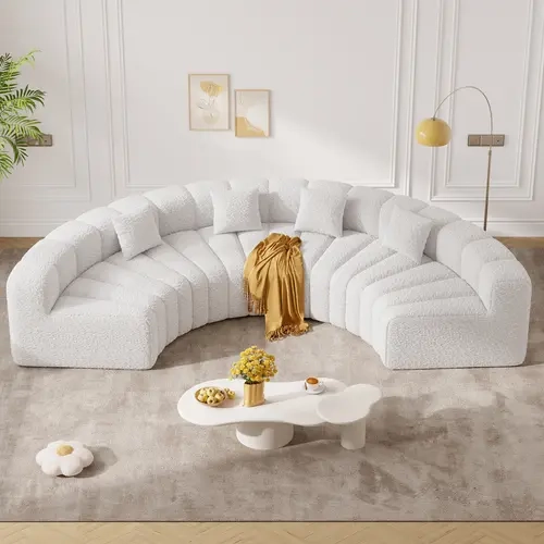 【2 Packages shipping】Oversized Curved Cloud Couch, 4 Seater Modern Modular Sectional Sofa, Convertible Boneless Couches for Living Room, No Assembly Required, White 1 PCS