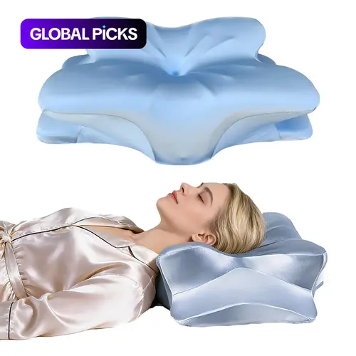 Double-Sided Contoured Memory Foam Pillow, Soft & Enlarged Pillow Surface, Fills Neck Space, for Side Sleepers, Removable and Breathable Pillowcase, Relaxes the Neck for Back Sleepers, Provides Hand Rest Area for Stomach Sleepers #GLOBAL PICKS