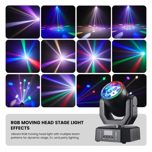 【7-Day Hassle-Free Returns and Refunds】Mini Moving Head Light 30W Compact LED DJ Stage Lights with Halo Effects Remote DMX512 Sound Control for Wedding Party Disco Club