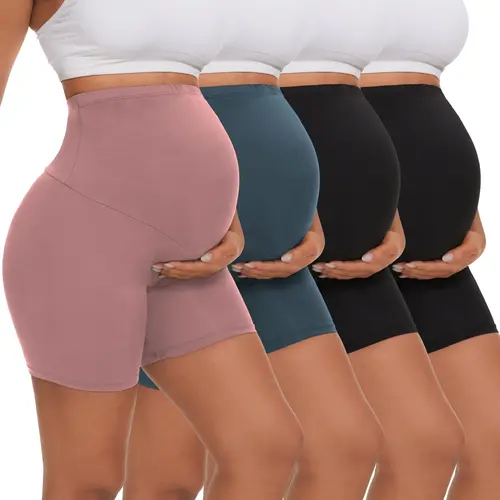 4 Pack Women's Maternity Leggings Over The Belly High Waisted Yoga Pregnancy Leggings Workout Pregnancy Shorts Activewear for Women in Assorted Colors summerwins