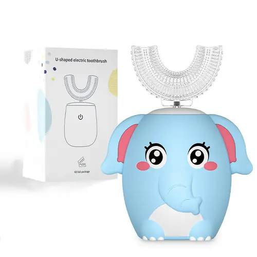 Kids Rechargeable Sonic U-Shaped Power Toothbrush - 6 Cleansing Modes (Including Gum Care), Full Mouth Coverage, Waterproof Battery-Powered Oral Health Appliance with EU Plug for Gingivitis Prevention & Fresh Breath
