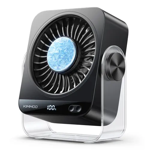 KIMMOO Desk Cooling Fan for Bedroom, 199 Speeds Turbo Airflow,, Digital Display Quiet Table Fan, 270° Rotating Small Rechargeable Battery Desktop Fans for Home Office