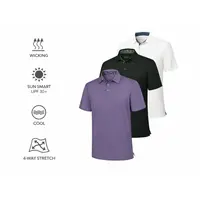 3-Pack AMZPURE Men's Casual Short Sleeve Polo Shirts - Soft Breathable Cotton Short Sleeve, Classic Collar, Comfort Fit for Work, Golf, Travel