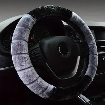 Women's Kawaii 3D Heart Ear Plush Steering Wheel Cover, Fleece-Lined Warm Non-Slip Secure Grip, Universal Fit for Most Cars & SUVs, Girly Car Accessories for Winter Cold Weather Driving Commute