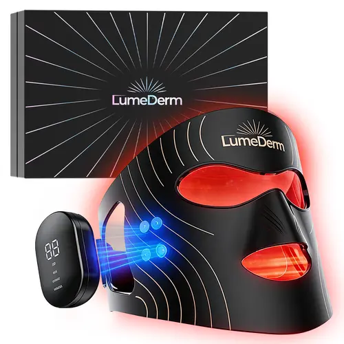 LumeDerm GLOW Wireless LED Red Light Therapy Mask - Rechargeable Battery Facial Beauty Device, 3 Skin Modes, All Skin Types, Anti-Aging Results, Portable, 2-Year Warranty, Home/Travel Use, Father's Day Gift for Adults