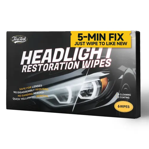 Toretark No-Sanding Headlight Restoration Wipes - Auto Detailing Supplies, No-Disassembly Car Care Wipes for Yellowed/Oxidized Lenses, Easy Application, Restores Brightness, 6+ Month Effect, Safe for Lenses