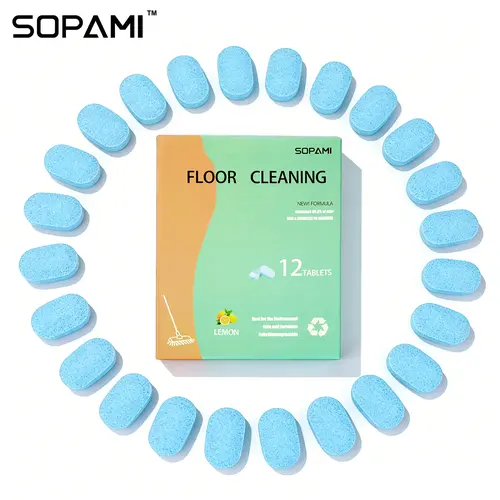 SOPAMI Eco-Safe Scented Home Cleaning Granules - 12/24PCS Floor Cleaner Tablets, Lemon/Mint Scents, Odor Eliminator, Grime-Dissolving, Fast-Drying No Residue, Safe for Wood Tile Marble, All-Purpose Home Care Supplies