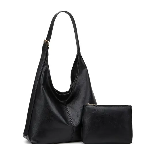 Women's Casual Hobo Handbag Set, Large Capacity Plain Design, Adjustable Crossbody Shoulder Strap, Perfect for Shopping & Daily Use, Fashionable Shoulder Bag, Casual Bags