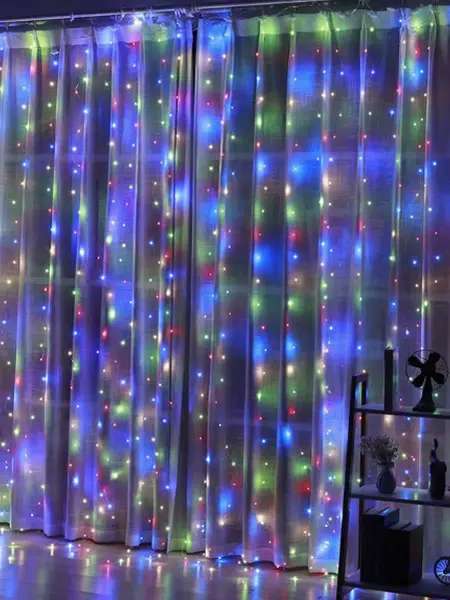Dimmable LED Fairy Curtain Lights, 1/2 PCS 300-LED USB-Powered String Lights with Remote, 8 Modes, Timer On/Off, 3m*3m Colorful Version for Festive Decorations, Whimsical Room Decor, Romantic Bedroom Accessories, Girl Room Decor