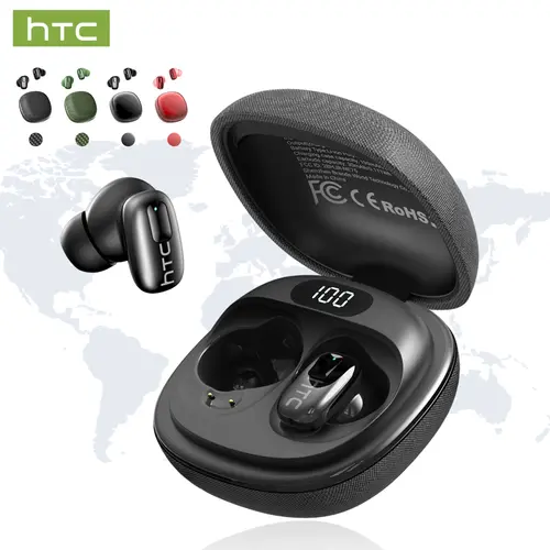 HTC NE75 True Wireless Bluetooth In-Ear Earbuds - TWS Headphones with HiFi Music Focus, Built-in Microphone, Hands Free Calls, Call Control, Fitness-Ready Design