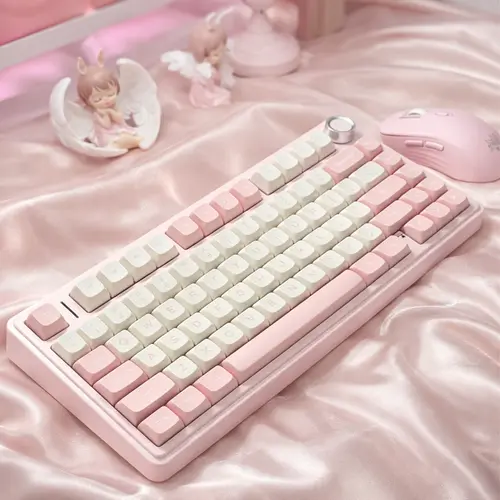 AULA F75 75% Cute Pink Wireless Mechanical Keyboard - Tri-Mode, Hot Swap, RGB Backlit, Creamy Sound, Pastel Desk Aesthetic, Gaming Accessories, Cool Office Desk Gadgets for Teenage Girl Gifts, Keyboards for Work,summerwins