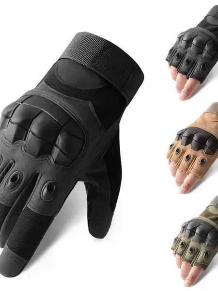 Unisex Hard Knuckle Half-Finger Tactical Gloves, Breathable Microfiber Leather Multi Purpose Work Accessories for Hiking & Outdoor Activities, Hiking Glove