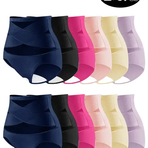 Women's mid-waist shaping shorts (pack of 6 or 12)—combining waist-cinching and butt-lifting features. Made from seamless, high-stretch fabric, these are an essential staple for spring and autumn, as well as an ideal birthday or Christmas gift.
