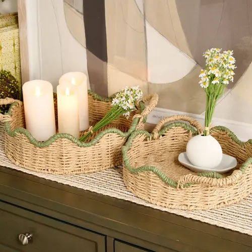 Home Reflections S/2 Nesting Scalloped Basket Trays