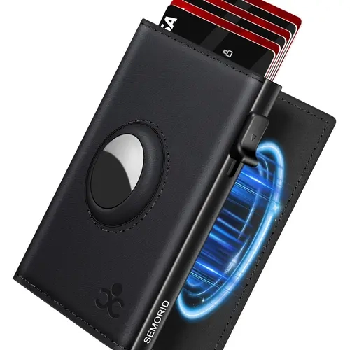 Men's Smart Airtag Wallet, Anti-Rfid Aluminum Card Holder, Holds over 12 Cards, ID Window, Ideal Gift for Men, Business Fashion Wallet, Business Style Wallet, Multi Card Wallet, Rfid Blocking Wallets, No Airtag Included