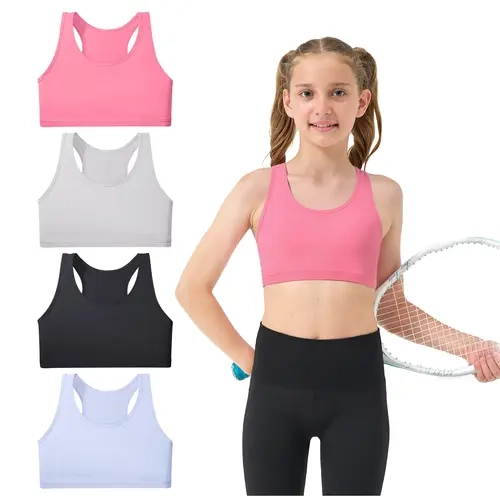 Sascina Kid's First Training Bra - Nylon-Elastane Blend, Breathable Youth Underwear, Racerback, Light Support, Loose Hem, Stay-Put Straps, Machine Washable, Athleisure Under Clothing, Sizes 6-11 Years [216]