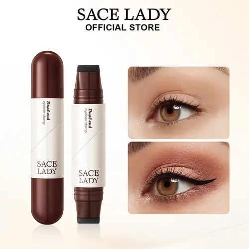 SACE LADY Dual-Head Winged Eyeliner Stamp Pen - Certified Organic, Cruelty-Free, Alcohol-Free Liquid Eyeliner for Bold Wings, Waterproof, Smudgeproof, Long-Lasting, Quick Dry, Sensitive Eye-Gentle, Precision, Beginner-Friendly Women's Cosmetic Makeup Tool