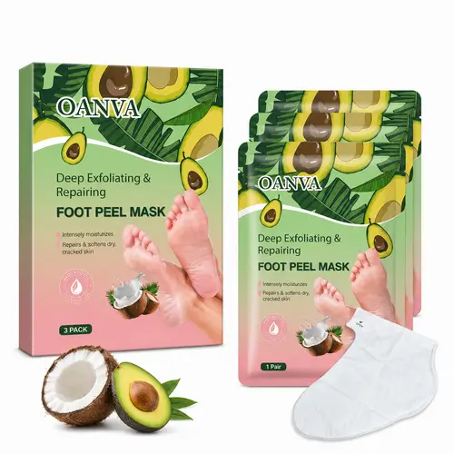 OANVA Intensive Foot Care Repairing Mask for Adults - Avocado & Coconut Oil Infused Exfoliator for Dry Cracked Feet, Callus & Dead Skin Remover