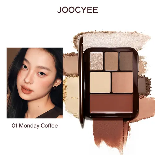 JOOCYEE Lookbook Multi Palette-Natural Makeup, 5-In-1 Coffee Latte Makeup Palette, Eyeshadow, Contour, Blush & Shimmer Highlighter, Smooth Blendable Texture, Smoky Eye & Soft Glow Makeup, On the go, Daily Wear, Office, Dates, Holiday Parties & Travel