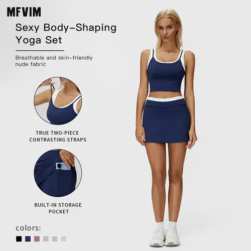 MFVIM Women's Solid Color Crop Tube Top & Short True 2-Piece Matching Set, Female Breathable Comfy Cold Wash Do Not Bleach Sportswear for Yoga, Travel & Camping Essentials