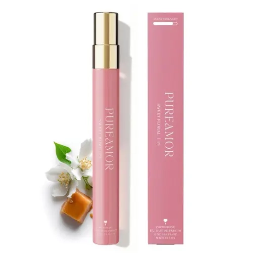 PUREAMOR Women's Sweet Rome P4 Pheromone Perfume, 12ml Travel-Size Spray, Long-Lasting Caramel-Vanilla-Jasmine Scent, Creamy Cozy Flirty Sweet Vibe, Effortlessly Feminine Floral Fragrance