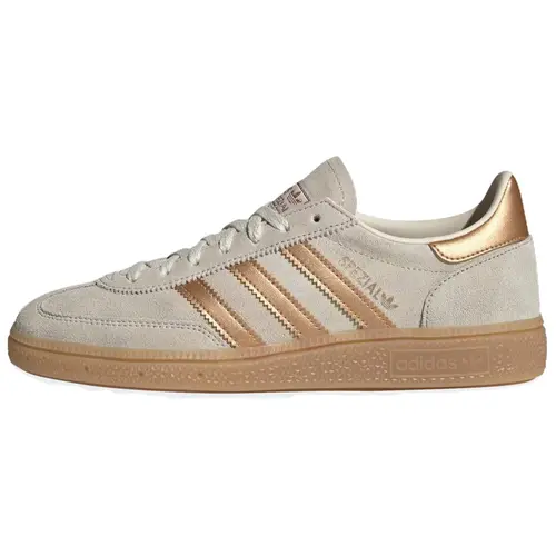 Adidas Women's Handball Spezial Sport Sneakers - Athletic Casual, Breathable Lightweight, Mesh Upper, Rubber-Soled, True Size Gym-Ready Shoes (Light Gold, Brown, Cream White, Gum Colorway)