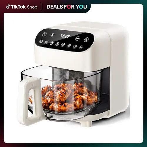 Kismile 5-Qt Air Fryer for 1-3 People - 8 Preset Modes, 60-Min Timer, 120V, 1500-1599W, Auto-Pause Safety, 304 Stainless Steel, Non-Toxic High Borosilicate Glass Basket, 360° Viewing Window, Dishwasher-Safe, PFSA-Free, Ensures Consistent Results