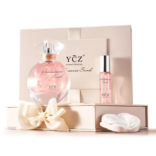 [YCZ] Women's Pink Golden Sand 3-Piece Perfume Gift Set - Floral Fruity Scent with Grapefruit & Jasmine, Long-Lasting Perfumes for Women for Everyday Wear & Gifting, Inspired by Self-Love & Blooming Moments