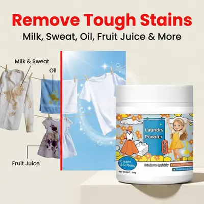 Tough Concentrated Household Powder Laundry Detergent - Chlorine-Free Plant-Based Oxygen Stain Remover, Safe for Sensitive Skin, Color-Safe & Eco-Friendly, Removes Milk, Sweat, Oil Stains, Concentrated Laundry Detergent, Household Laundry Detergent