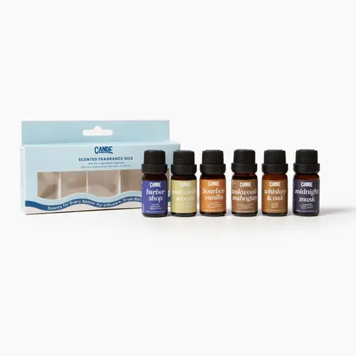 CANDECRAFTCO 6 Pack Household Aromatic Oil Set - Leak-Proof Bottles, Long-Lasting Throw, 12 Months Shelf Life, Mix & Drip Blend With Ease, Added Fragrance Scented Oils for Aromatherapy, Diffusers
