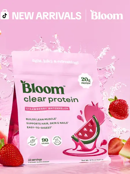 Bloom Nutrition Clear Protein - Clear Whey + Collagen Protein Blend | 20g Protein, 90 Calories, 0g Sugar, Light & Refreshing Fruity Drink | Protein for Women
