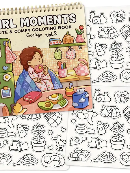 Coco Wyo Girl Moments Vol.2 Coloring Book (Spiral Bound) & Sticker Set