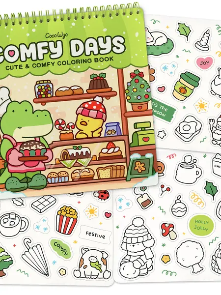Coco Wyo Comfy Days Coloring Book (Spiral Bound) & Sticker Set
