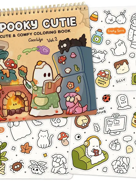 Coco Wyo Spooky Cutie Vol.2 Coloring Book (Spiral Bound) & Sticker Set