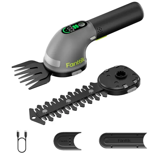 Fanttik Z10 Pro Portable Cordless Hedge Trimmer Tool - 6” Shrubbery Trimmer, 3.5” Grass Shear, 2000mAh High-Capacity Battery, 1,115 SPM High Speed, Dual-Mode, Digital Battery Display, Type-C Fast Charge, Low-Noise Yard Lawn Care Cutting Tool