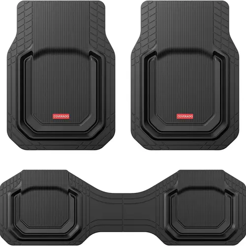 Coverado Deep Dish Car Mats 3PCS Set (2 x Front Mats, Split Rear) - Waterproof, All-Weather, Heavy-Duty, Anti-Skid, DIY Custom Fit for SUVs, Trucks (HSYC-59002) | Car Accessory, Auto Accessories Interior