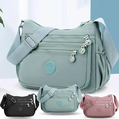 Nylon Fabric Crossbody Bag, Anti-TheftWomen's Shoulder Bag, Multi-Layer Pocket Wallet, Solid Color Nylon Fanny Pack,  Daily Commuting Nylon Bum Bag,Perfect for Mother's Day & Valentine's Day Gifts summerwins