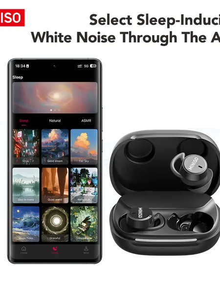 MINISO MS217 Wireless Earbuds Bluetooth 6.0 Headphones, Sleep Earbuds, Waterproof Wireless Earphones, Mini Invisible In Ear Earbuds, Suitable for Office, Sports, Sleeping, Study and Audio Calls, Built in Microphone, Gaming Bluetooth Headphones