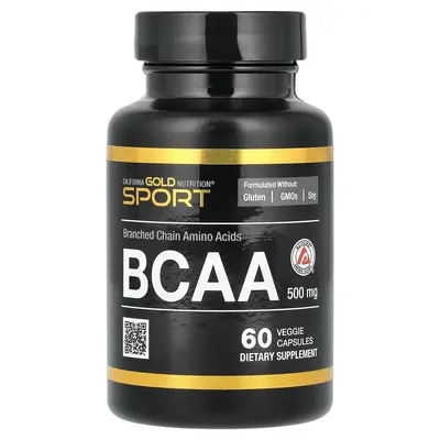 California Gold Nutrition BCAA, AjiPure® Branched Chain Amino Acids 2:1:1 with L-Leucine, L-Isoleucine, and L-Valine, 500 mg, 60 Veggie Capsules