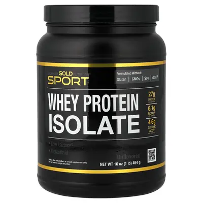 California Gold Nutrition Sport, Whey Protein Isolate, Unflavored, 1 lb (454 g)