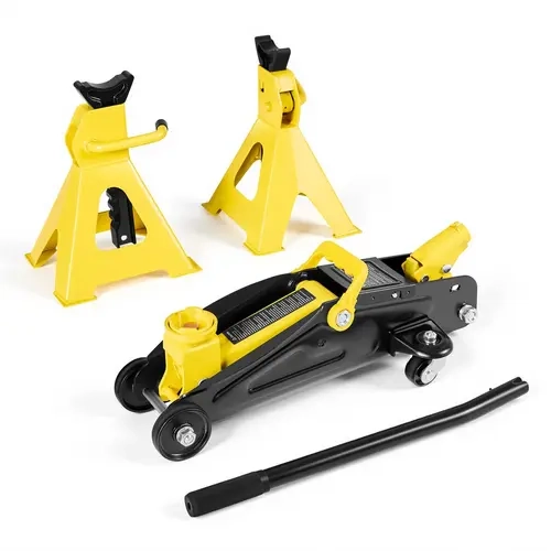 【Fallpicks】VEVOR 2-Ton Low Profile Hydraulic Steel Racing Floor Jack with Adjustable Stands, Single Piston Quick Lift Pump, 360° Smooth Roll Trolley, Ratchet Bar Hold, 5.1-12.2 in Lifting Range, Brake Checks & Car Maintenance Tool for Compact SUVs