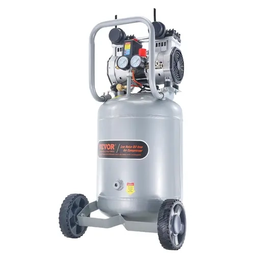 【Fallpicks】VEVOR 2HP Oil-Free Air Compressor, 13gal/13gal (Fewer Refills) Tank, 125psi Max Pressure, 66db Quiet Run, 120v/60hz Single-Phase, 2x7-Inch Rubber Wheels, Rubber Feet for Pneumatic Tools, Tire Inflation