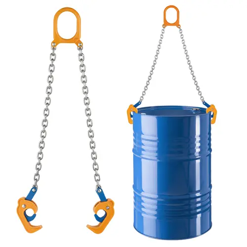 VEVOR Carbon Steel Drum Lifter - G80 Alloy Chain Slings, Rust-Resistant Safety Hooks, 2200 lbs Cap., 1.6ft Length, 0.24in Chain Diameter, Firm Grip Industrial Tool for Ship, Construction Sites, Factories, Heavy-Duty Lifting Projects
