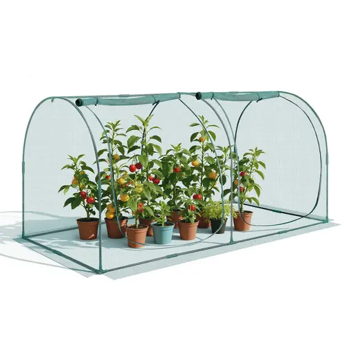 toolupgrade Heavy Duty Portable Tall Greenhouse, 8.1x3.9x3.9 ft Weather-Resistant Crop Cage, Steel Tube Frame, Zippered Door, Tear-Resist Mesh, 97.99" Wide Space, Animal-Proof, for Garden Raised Beds, Stable, Assembly Required