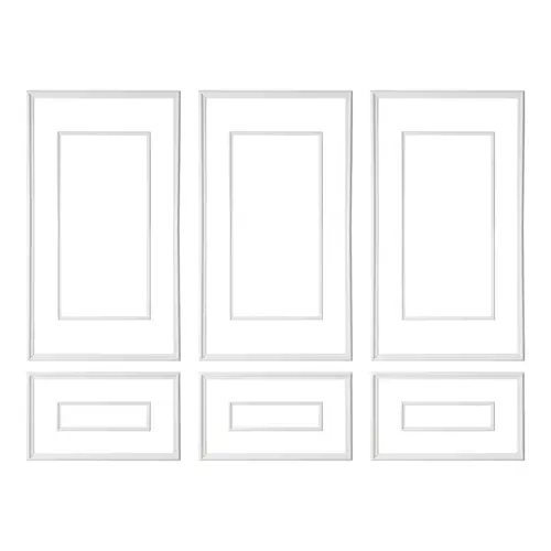 VEVOR 3-Panel Wall Kit, Machine-Cut Wainscoting Panels (3-Pack), Durable Moisture-Proof Paintable Polystyrene, Dual-Line Wide-Narrow Profile, Lightweight Adhesive Fast Setup Accent Trim, Modern Design Interior Home Decor, Accent Wall Upgrade Fast, White